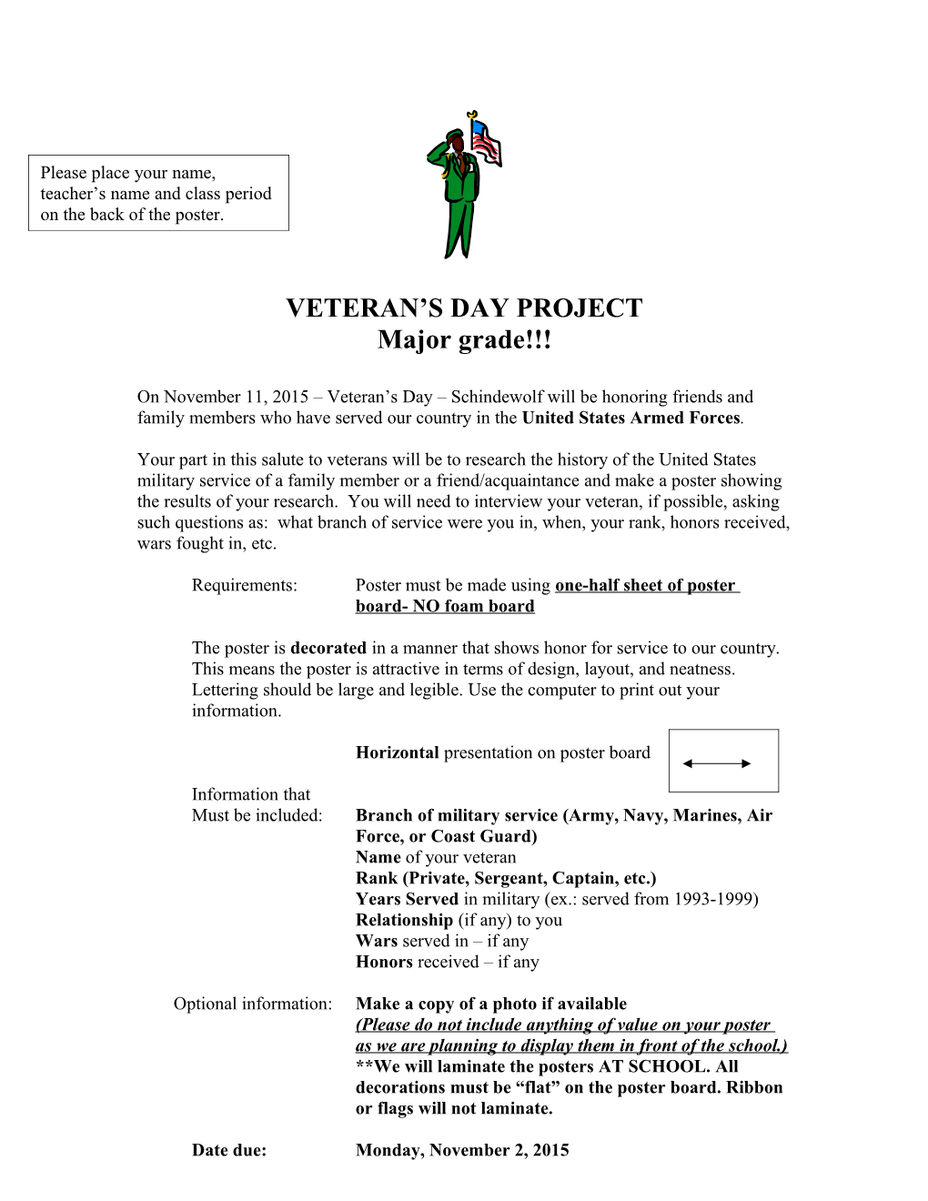 Veteran S Day Project