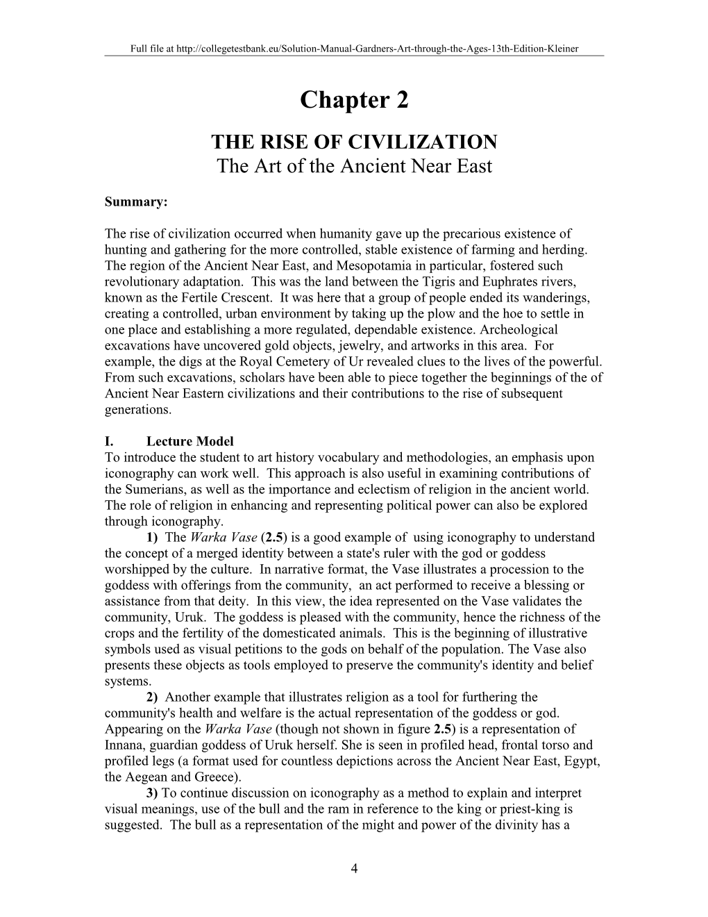 Chapter 2 the Rise of Civilization: the Art of the Ancient Near East