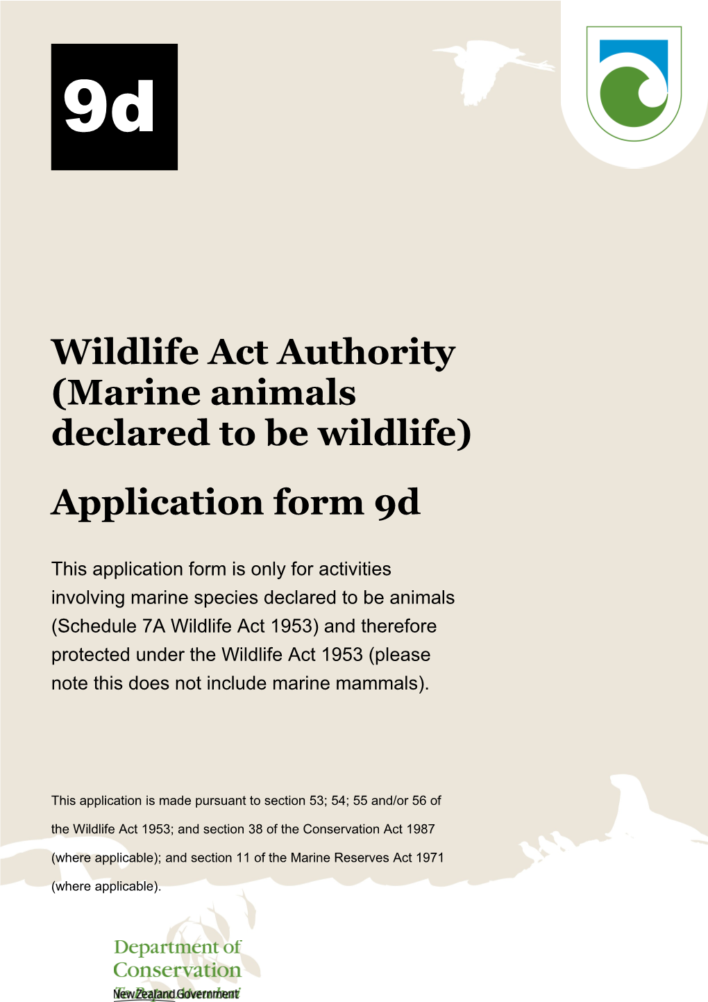 Wildlife Act Authority (Marine Animals Declared to Be Wildlife)