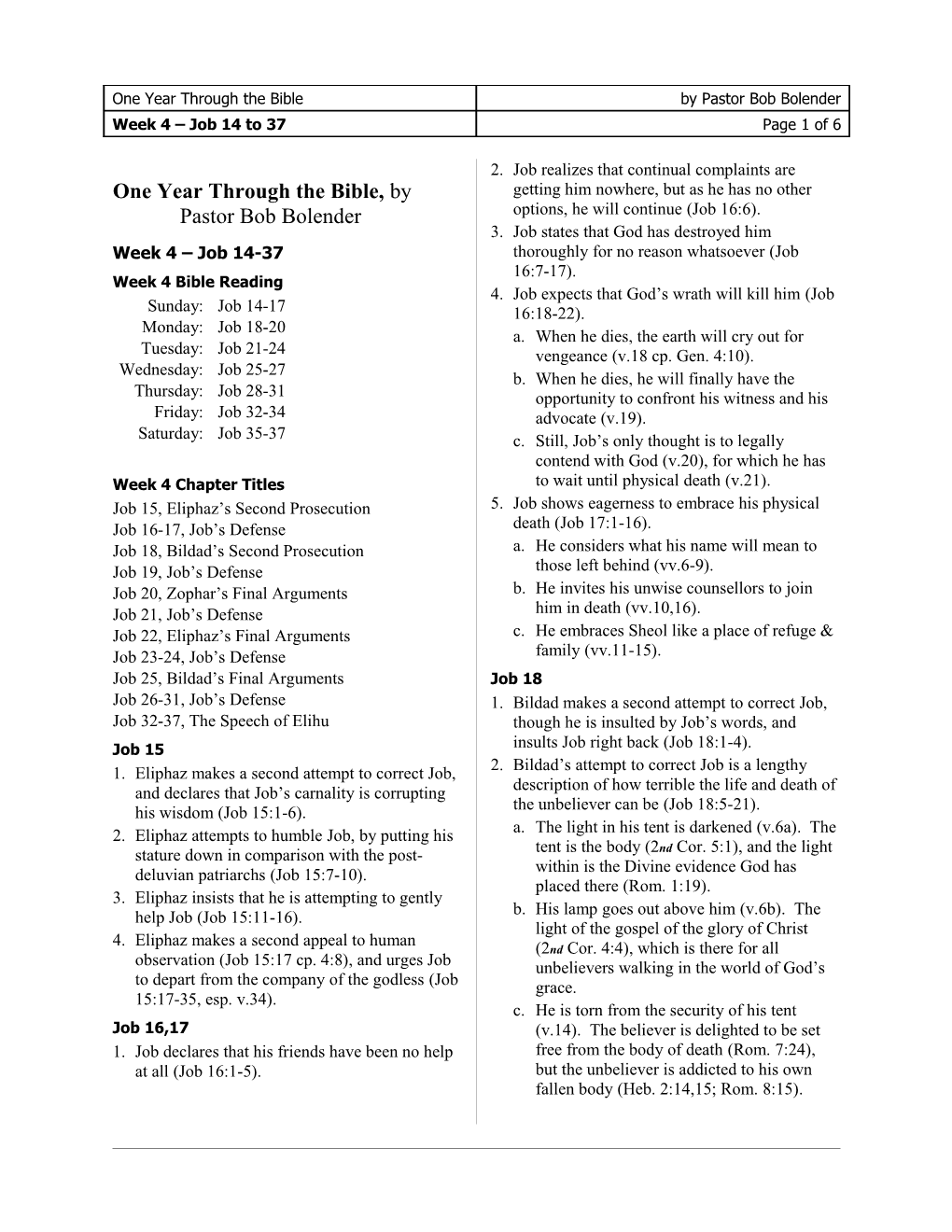 Week 1 Genesis 1 to 15