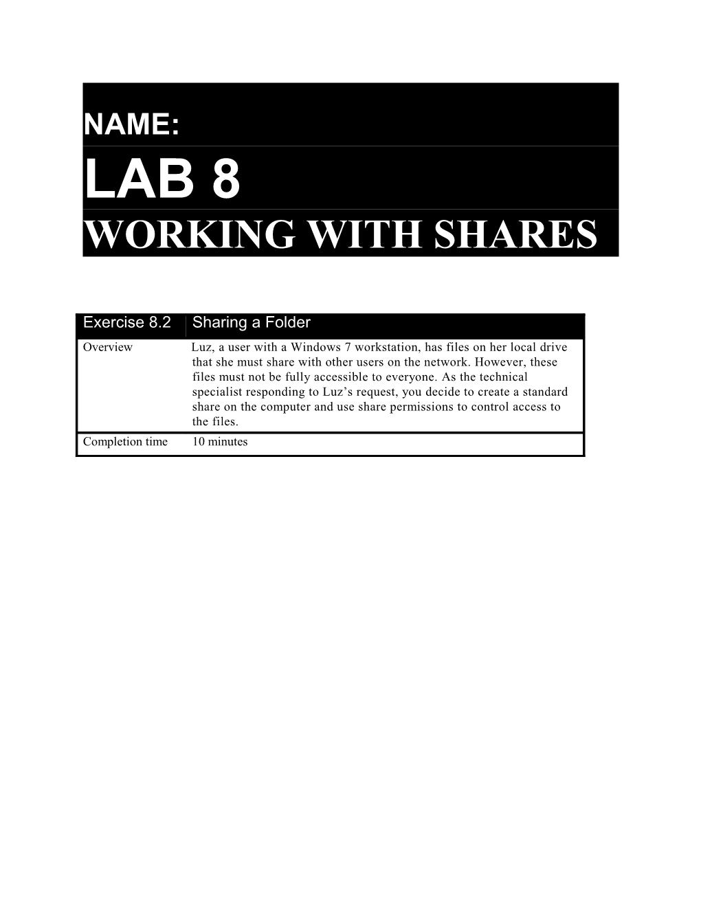 Working with Shares