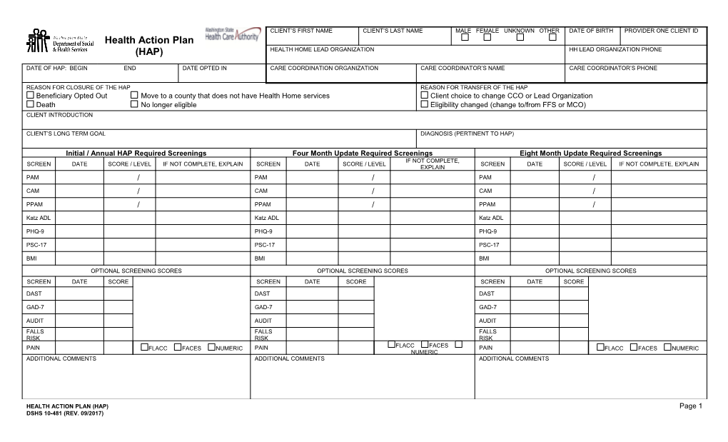 Health Action Plan (HAP)