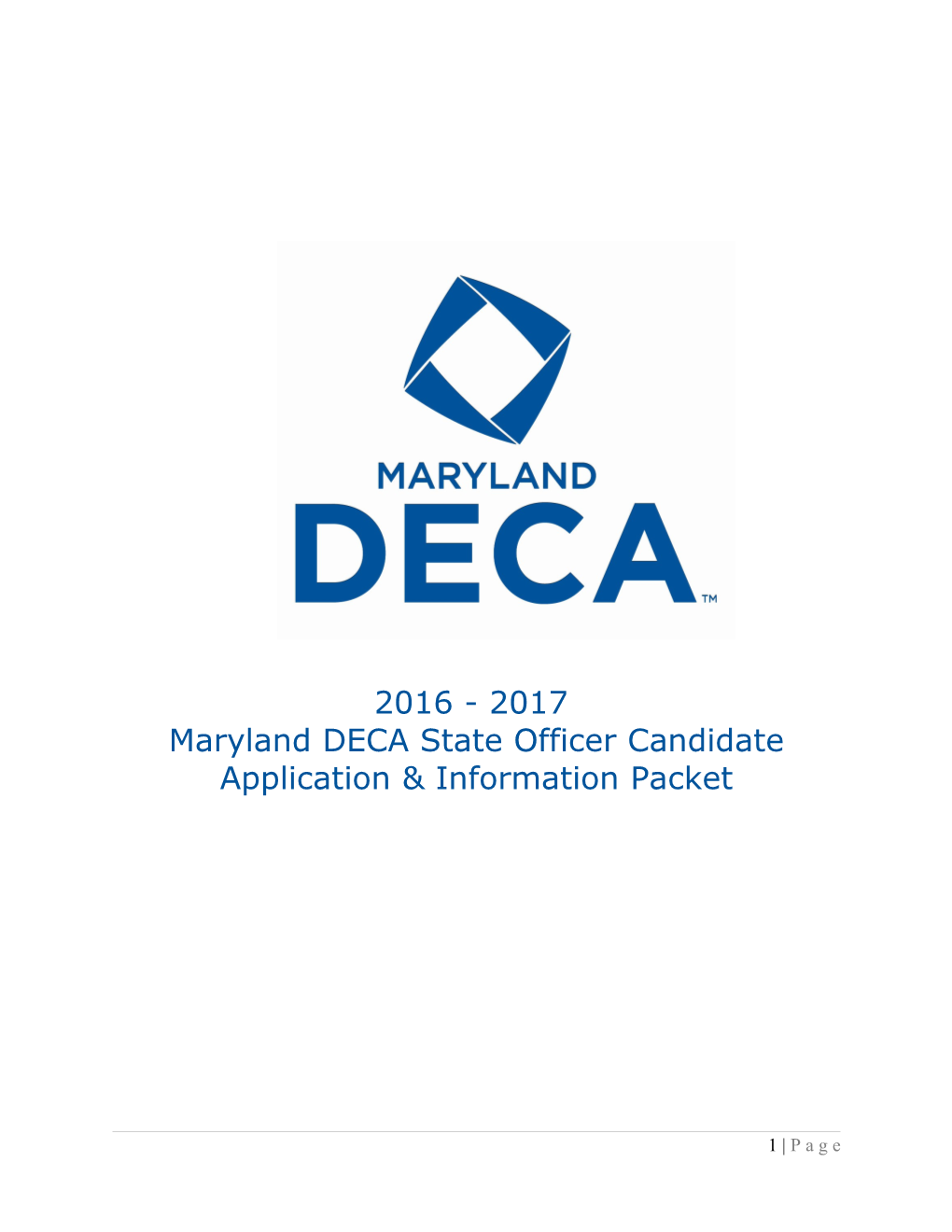 Maryland DECA State Officer Candidate
