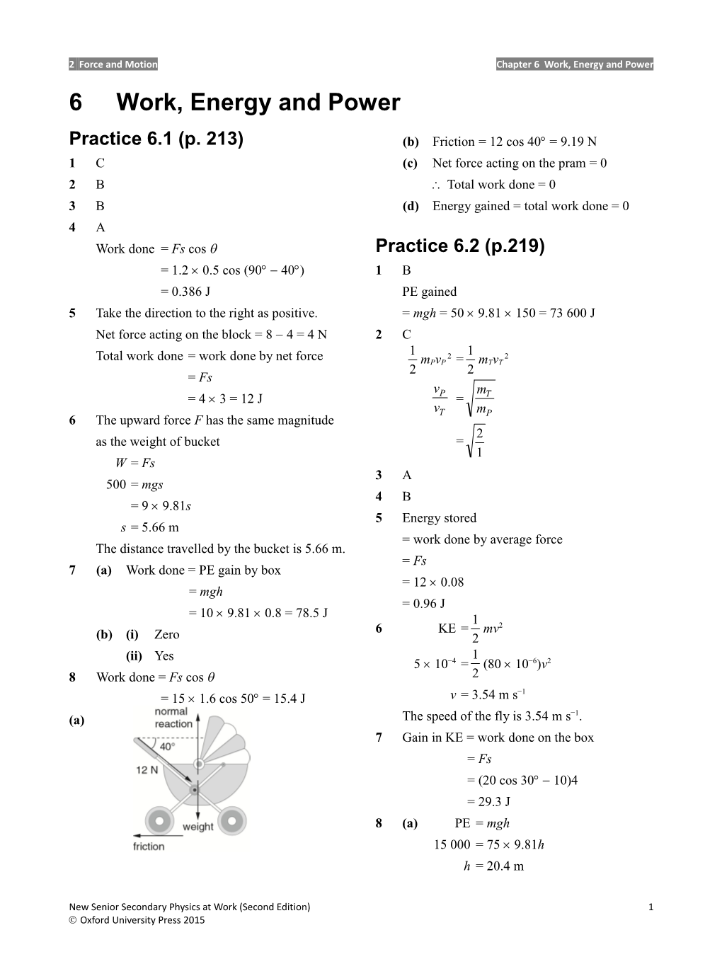 2 Force and Motion Chapter 6 Work, Energy and Power