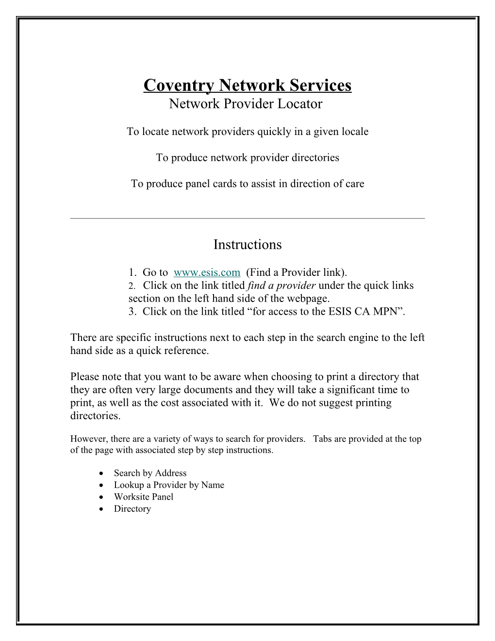 Coventry Network Services