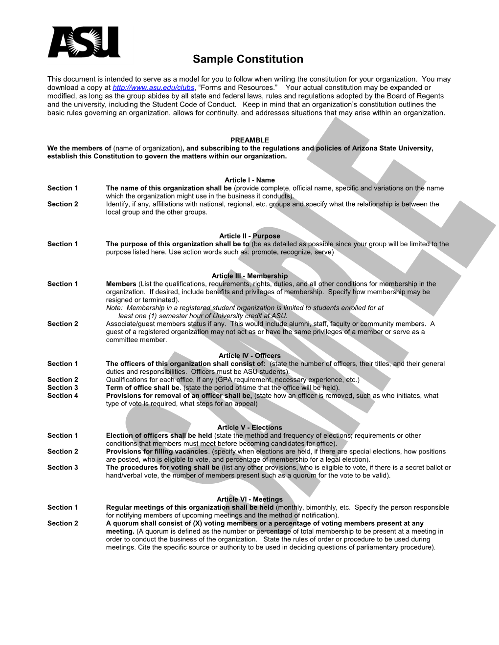 Sample Constitution