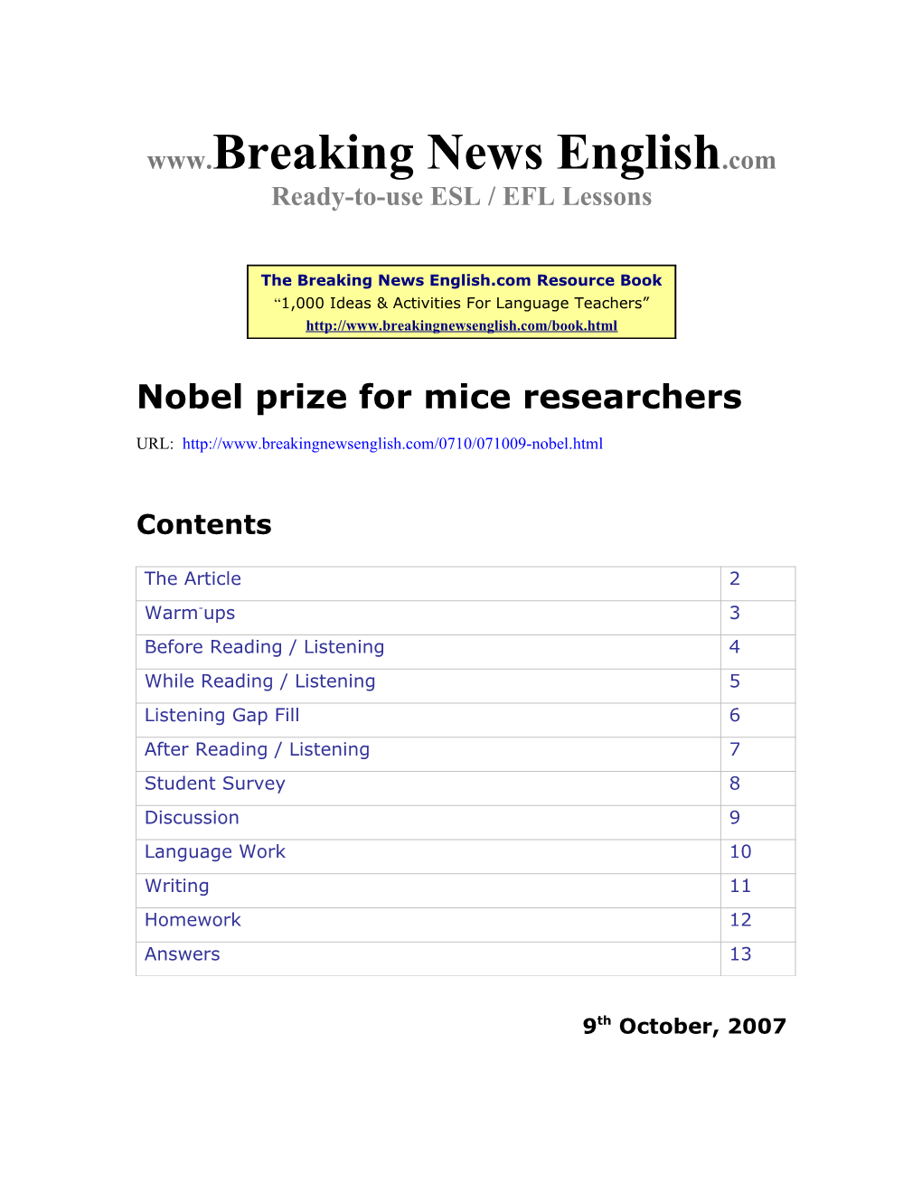 Nobel Prize for Mice Researchers