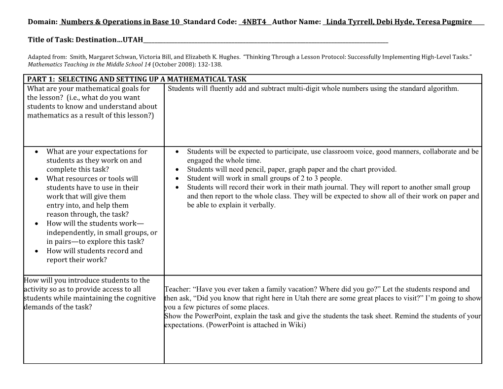 Thinking Through a Lesson Protocol (TTLP) Template s22