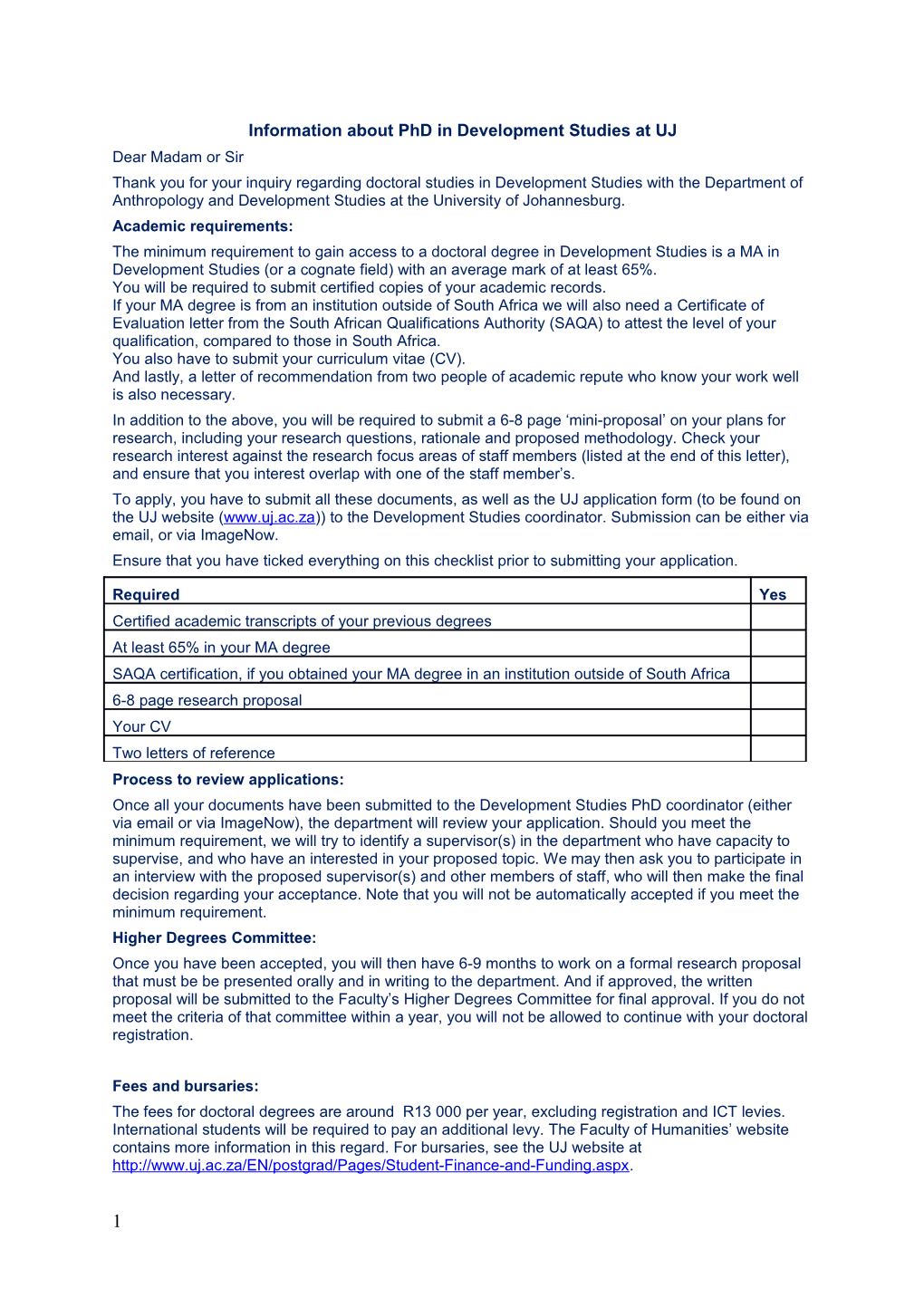 Dev Studies Phd Application Letter 2015