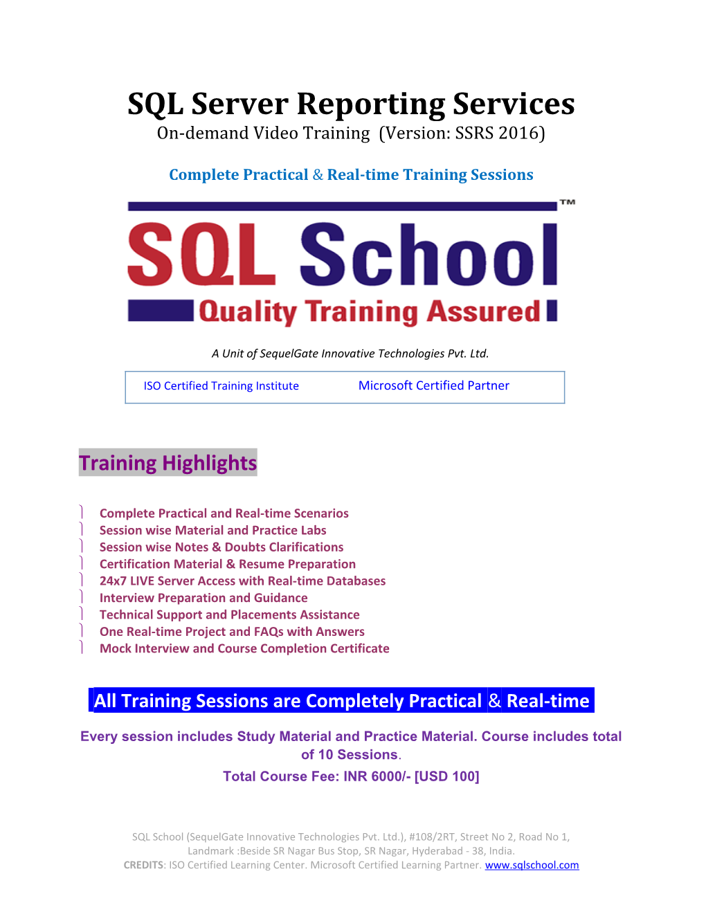 SSRS Video Training Course