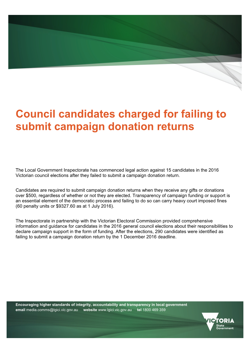 The Local Government Inspectorate Has Commenced Legal Action Against 15 Candidates in The