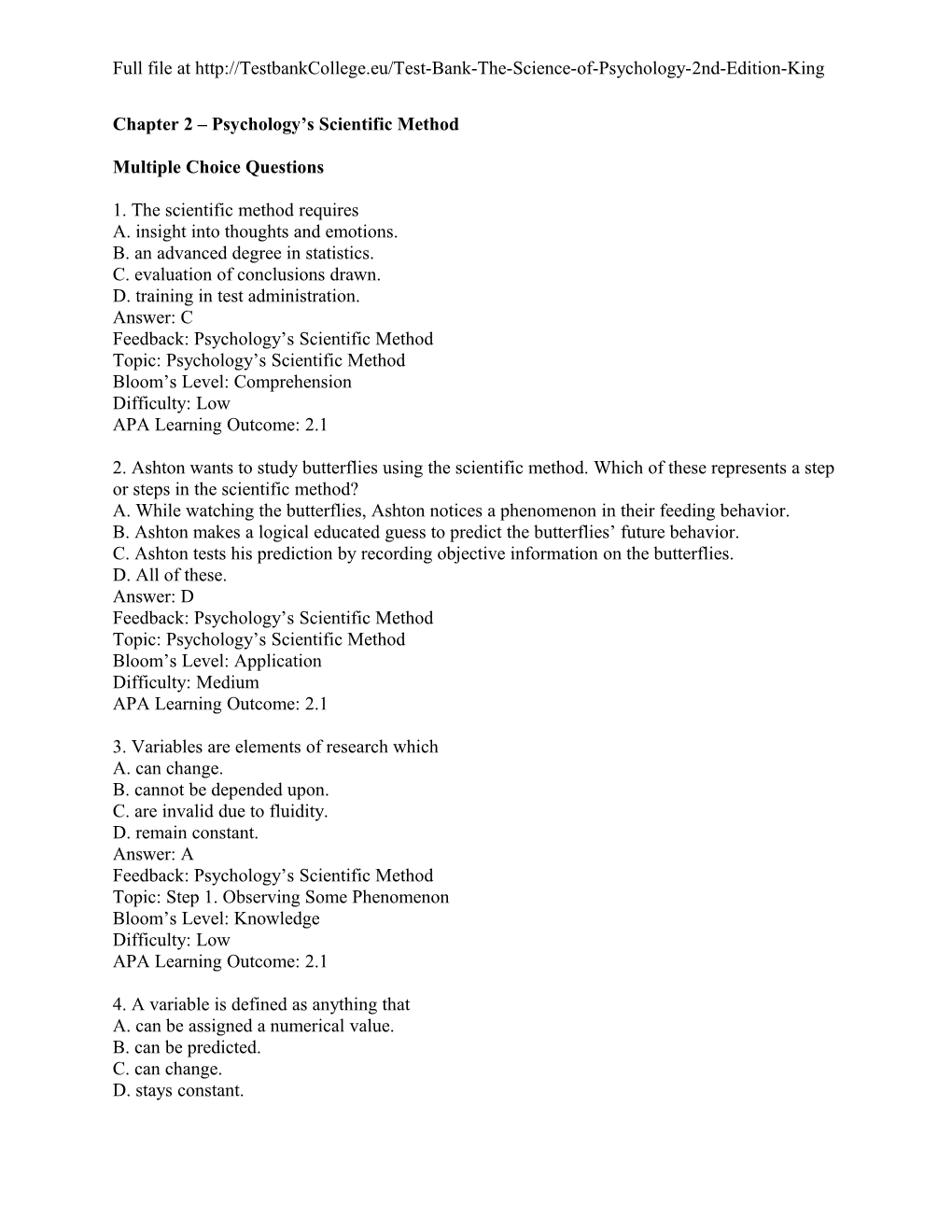 Chapter 2 Psychology S Scientific Method