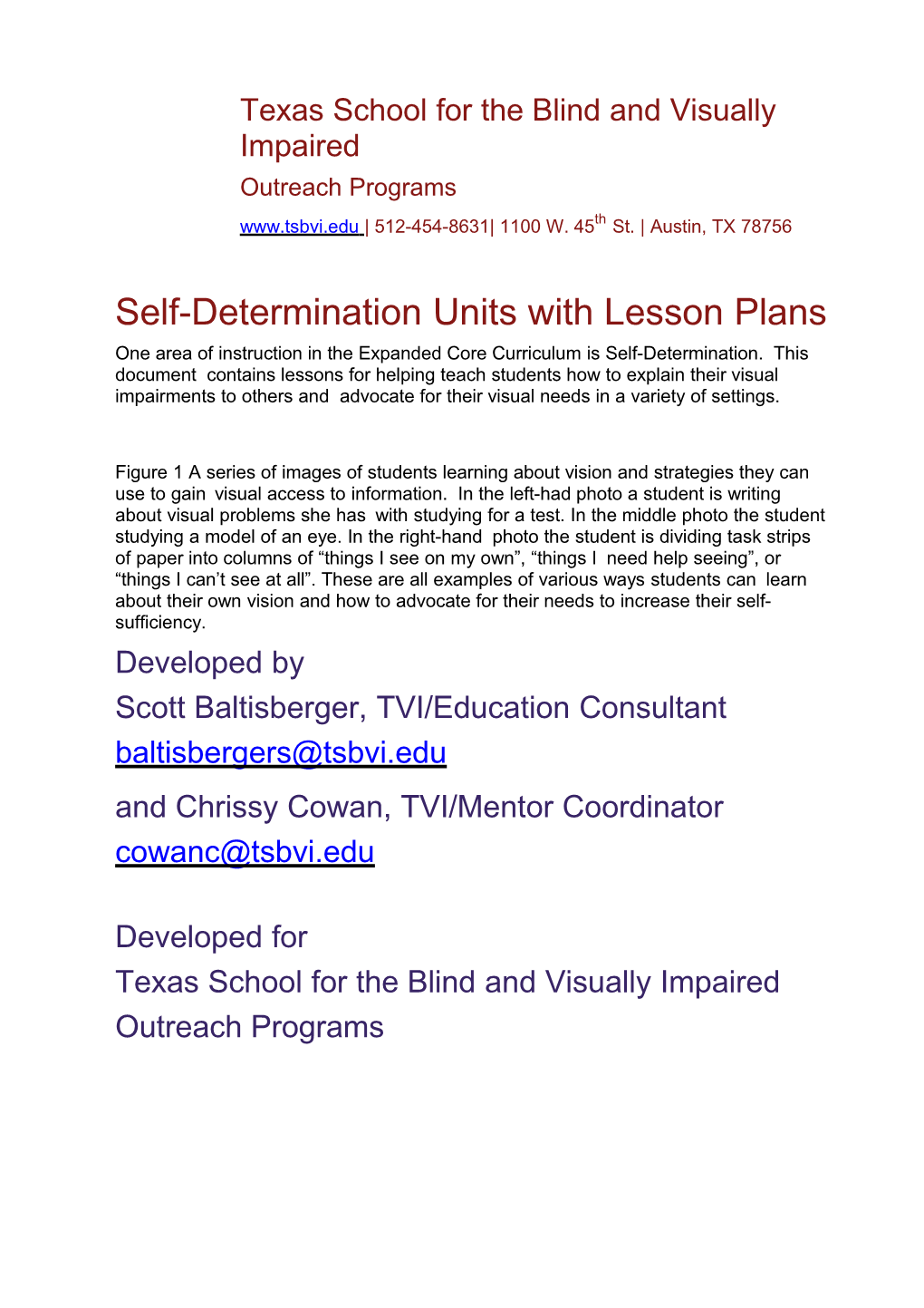Self-Determination Units with Lesson Plans