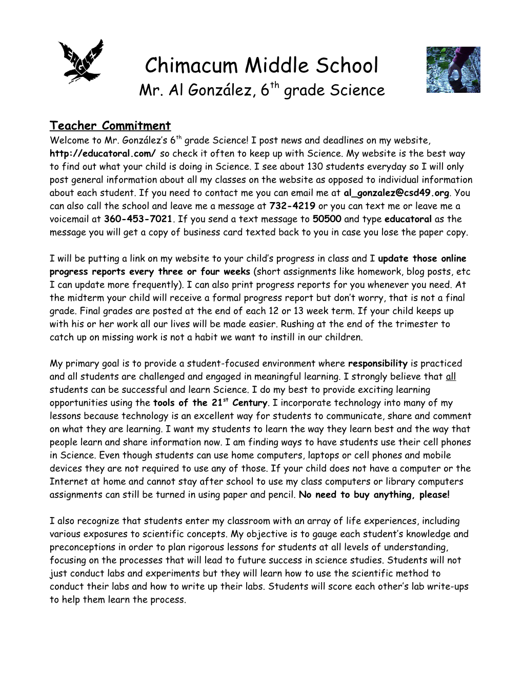 Mr. Al González, 6Th Grade Science