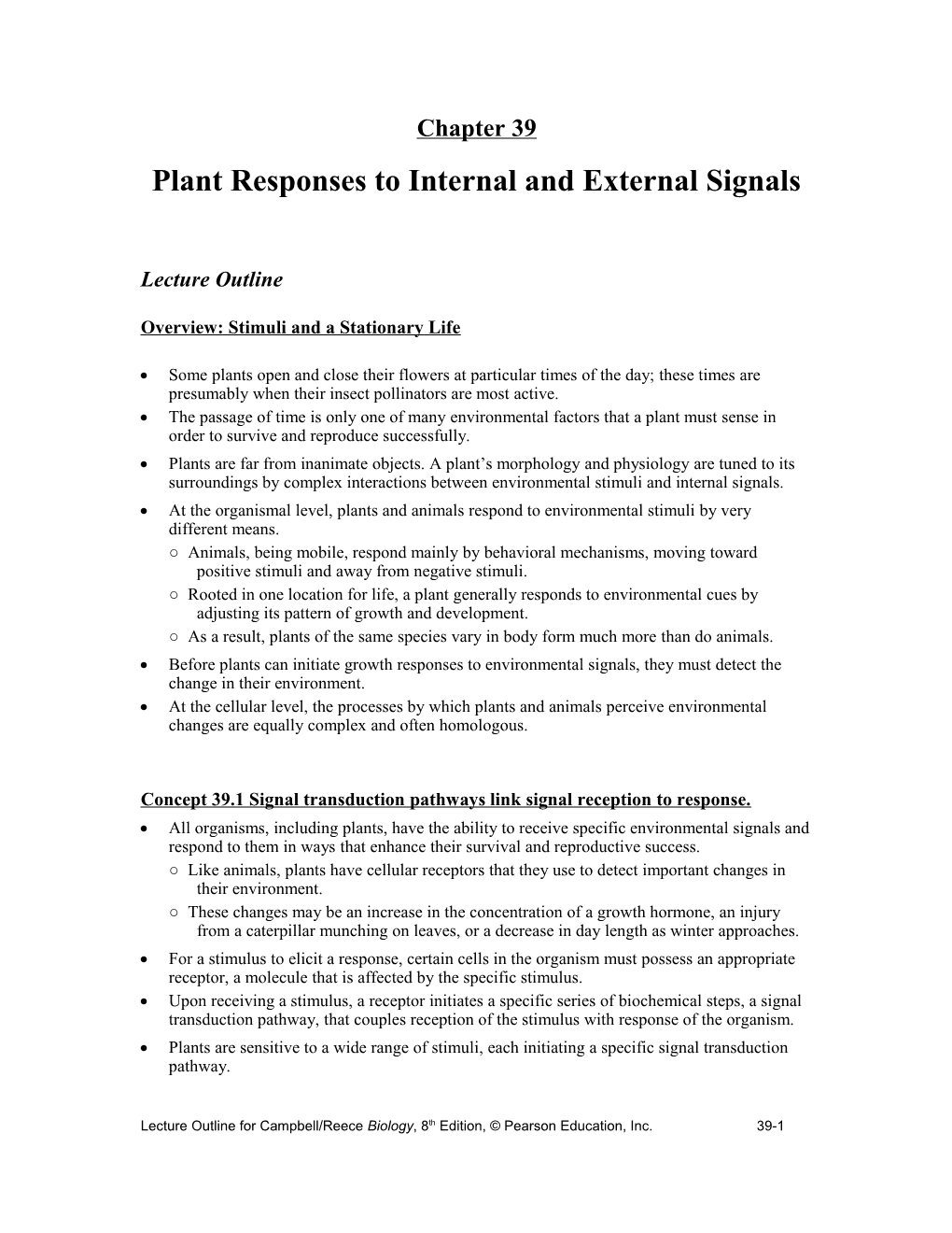 Plant Responses to Internal and External Signals s2