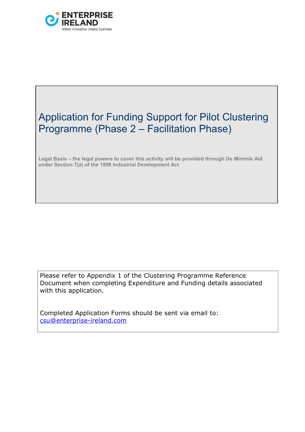 Application for Funding Support