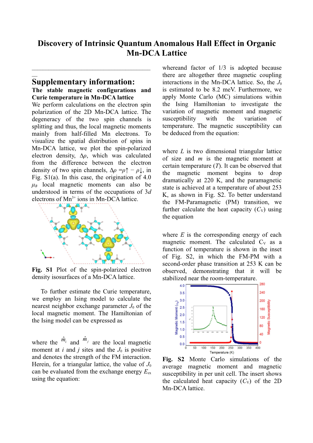 Discovery of Intrinsic Quantum Anomalous Hall Effect in Organic Mn-DCA Lattice