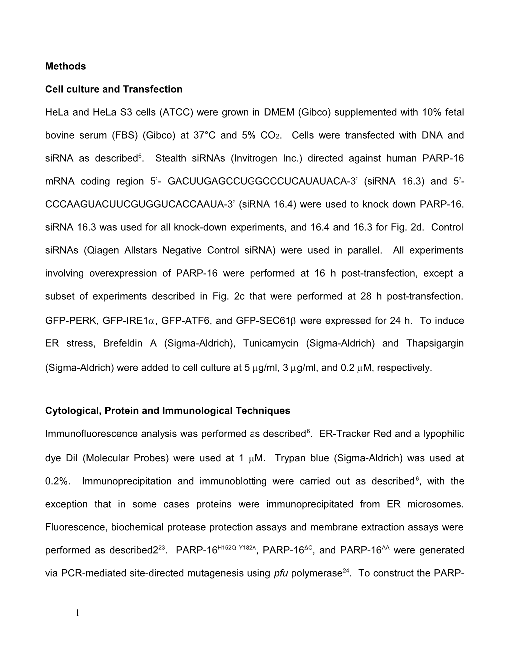 Cell Culture and Transfection