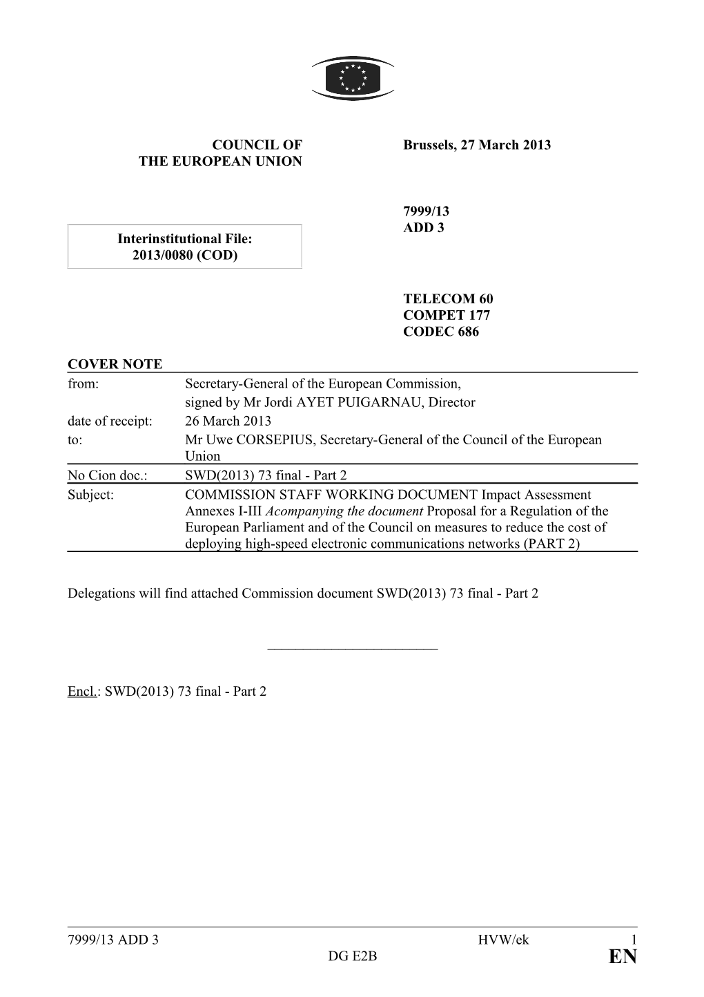 Delegations Will Find Attached Commission Document SWD(2013) 73 Final- Part 2