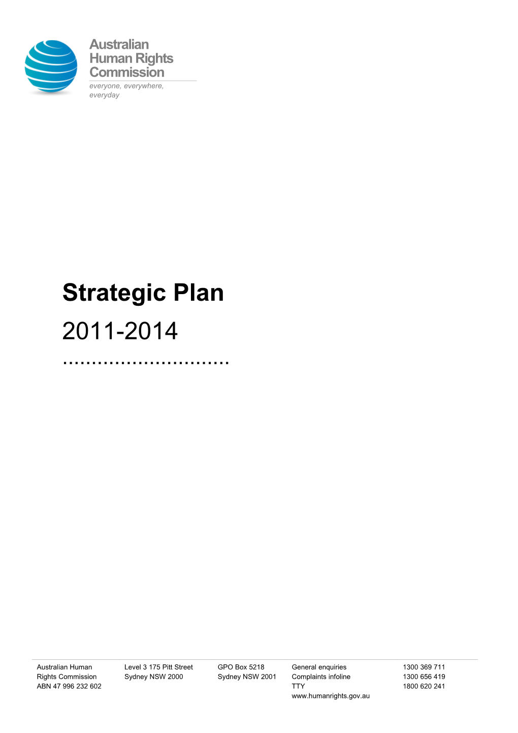 Australian Human Rights Commission Strategic Plan 2011-2014