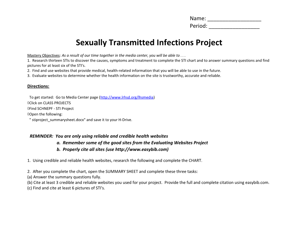 Sexually Transmitted Infections Project