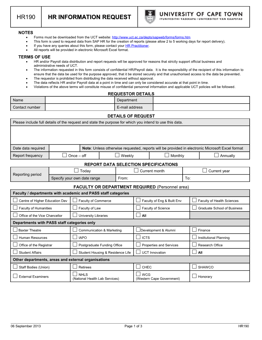 HR Information Request Form