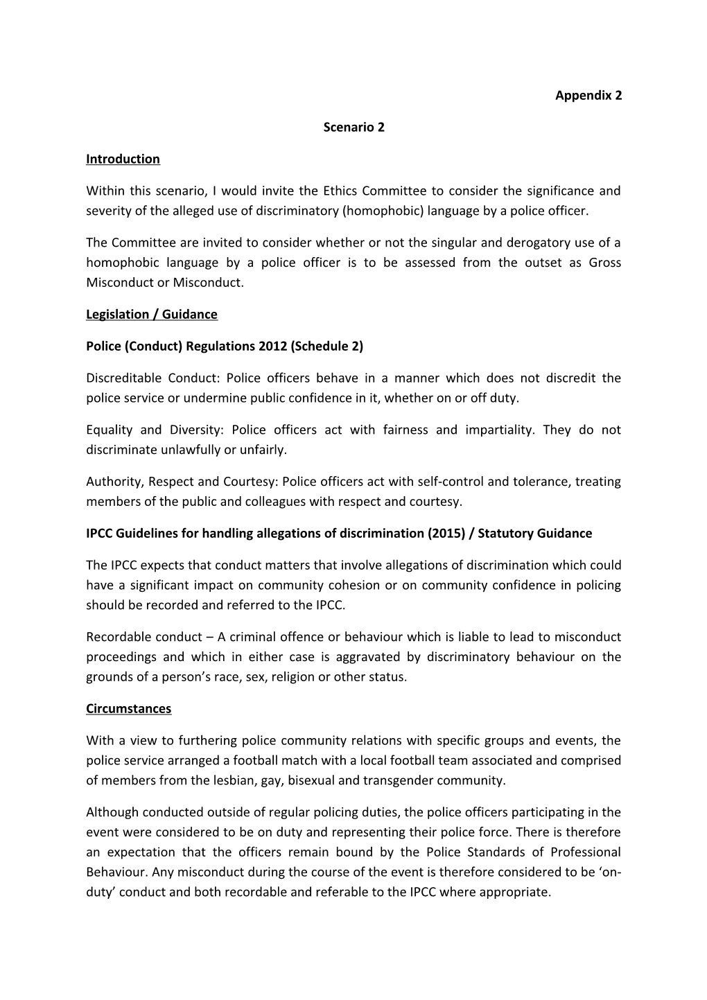 Paper D - Appendix 2 Scenario 2 Ethics Committee November 2015