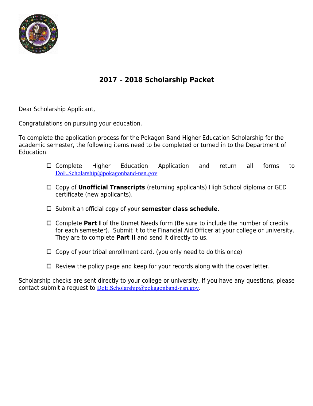 2017 2018 Scholarship Packet s1
