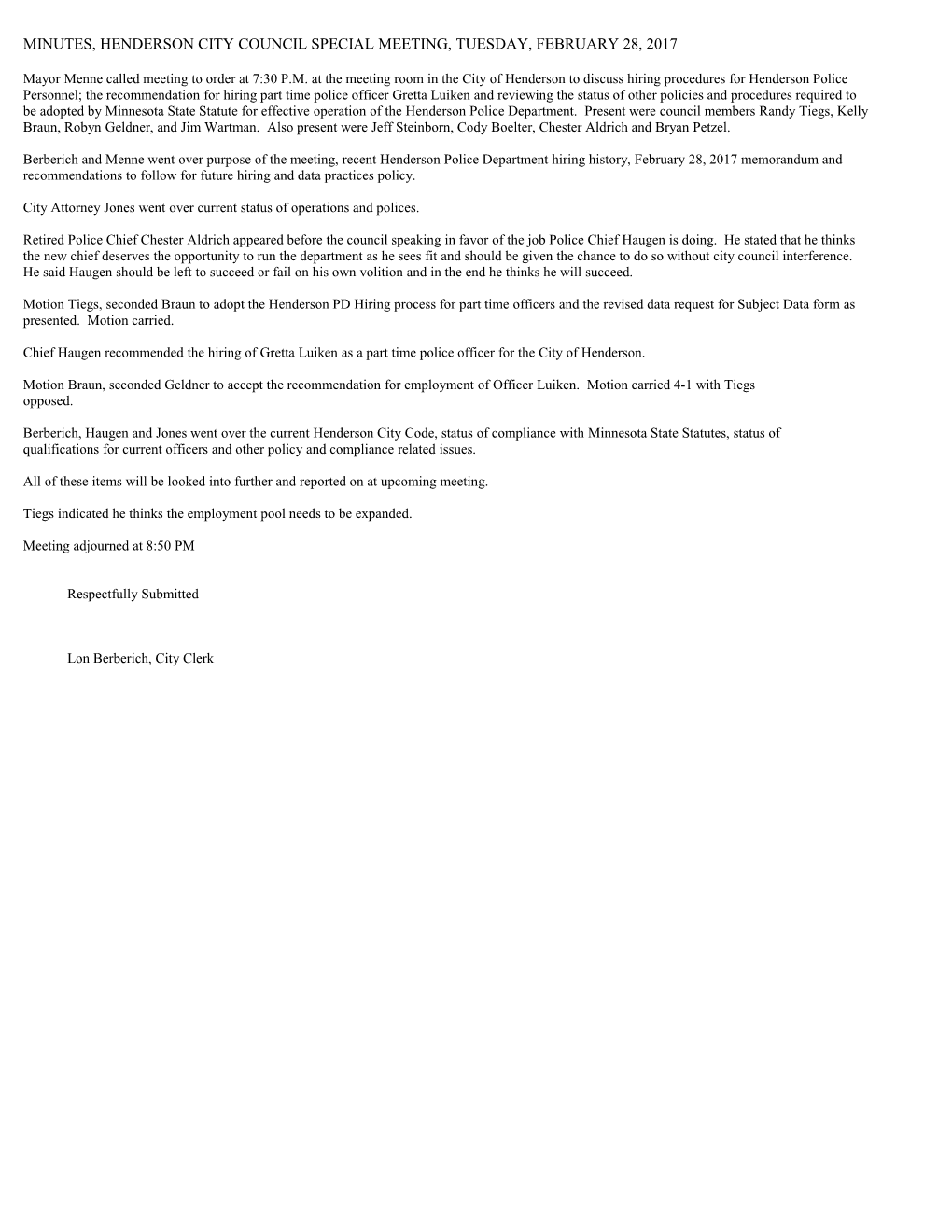 Minutes, Henderson City Council Regular Meeting, Wednesday, January 09, 2008 s3