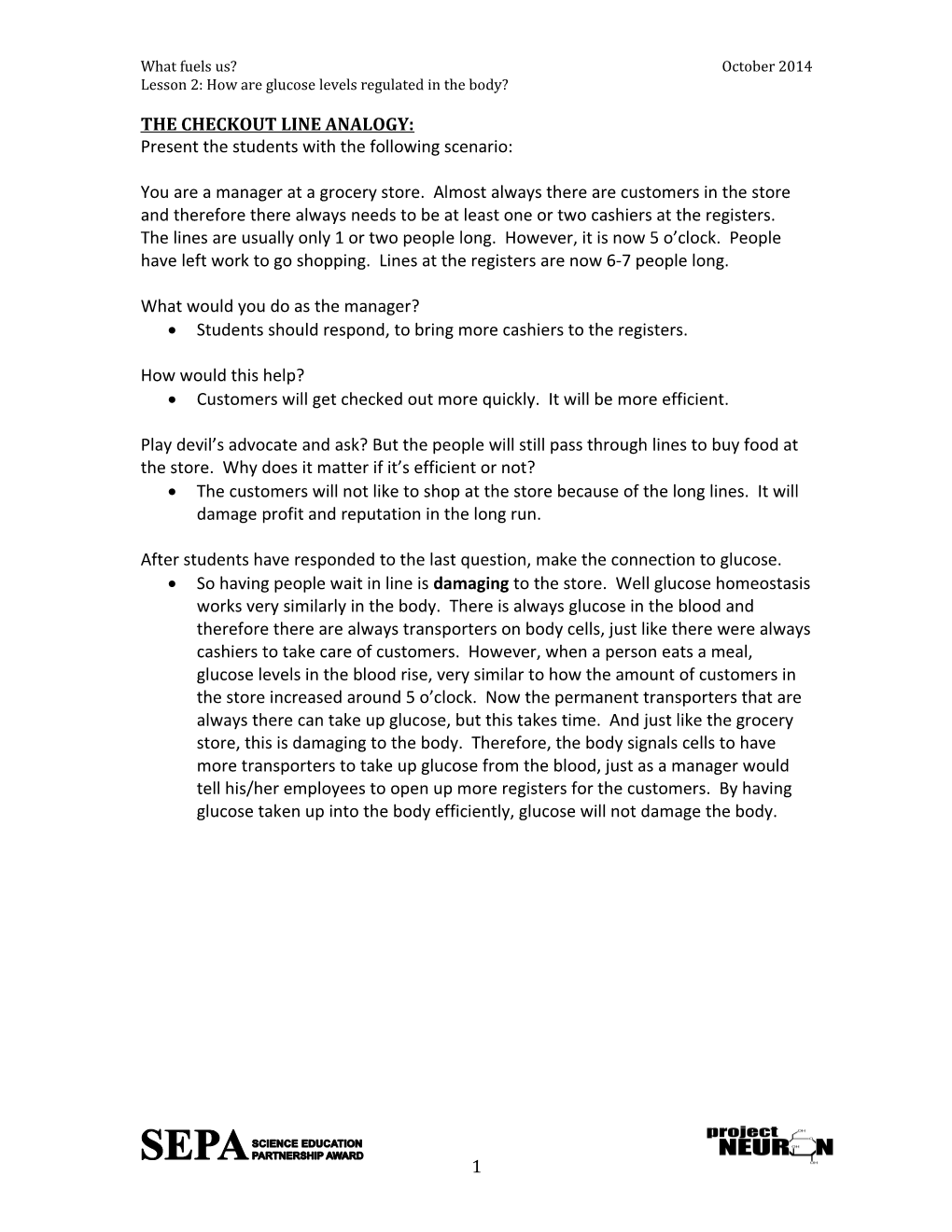 Lesson 2: How Are Glucose Levels Regulated in the Body?