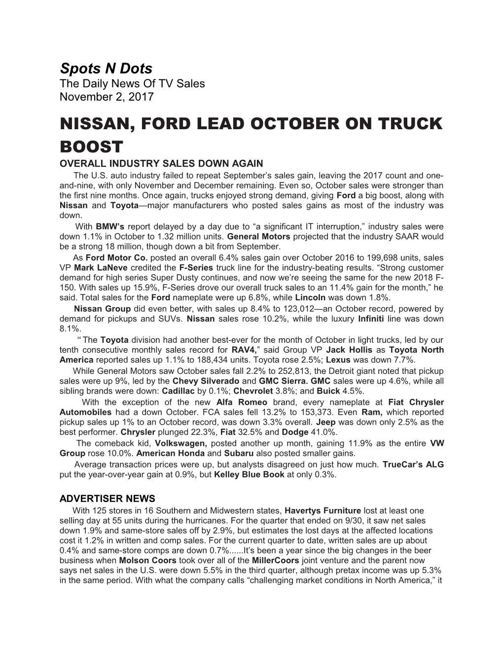 Nissan, Ford Lead October on Truck Boost