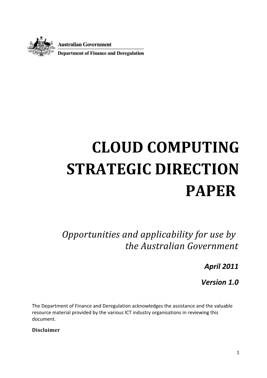 Cloud Computing Strategic Direction Paper