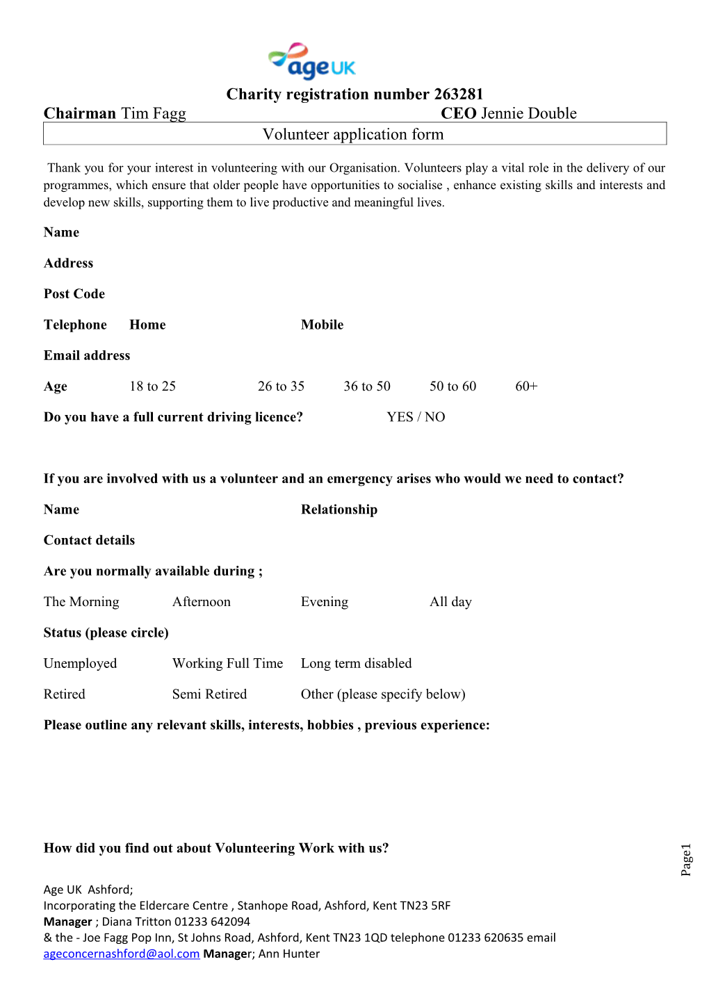 Volunteer Application Form s9