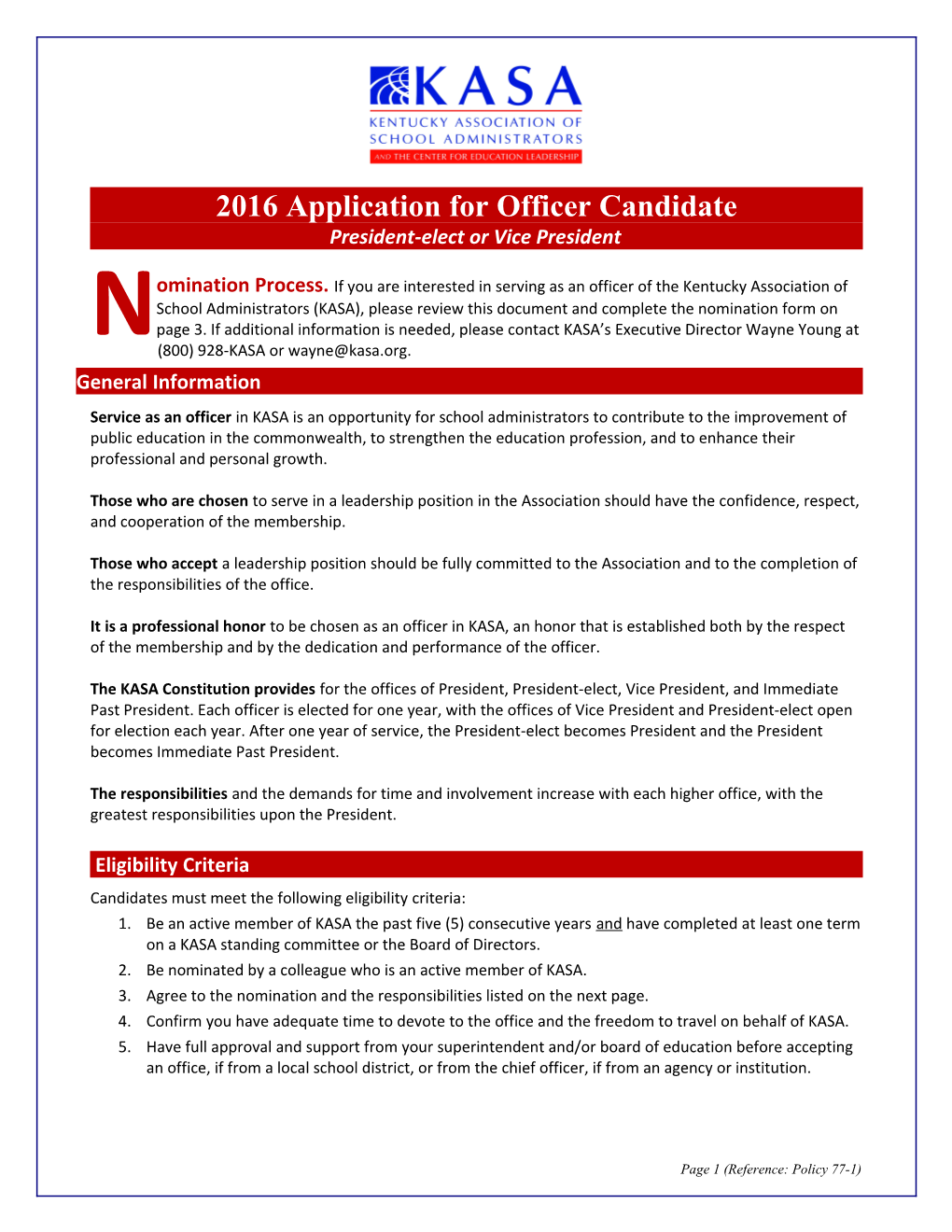 2016 Application for Officer Candidate
