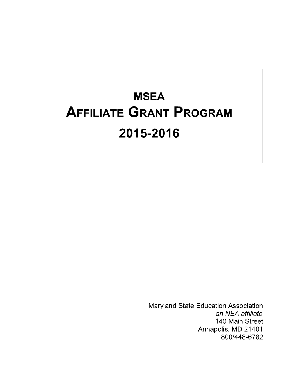 Affiliate Grant Program