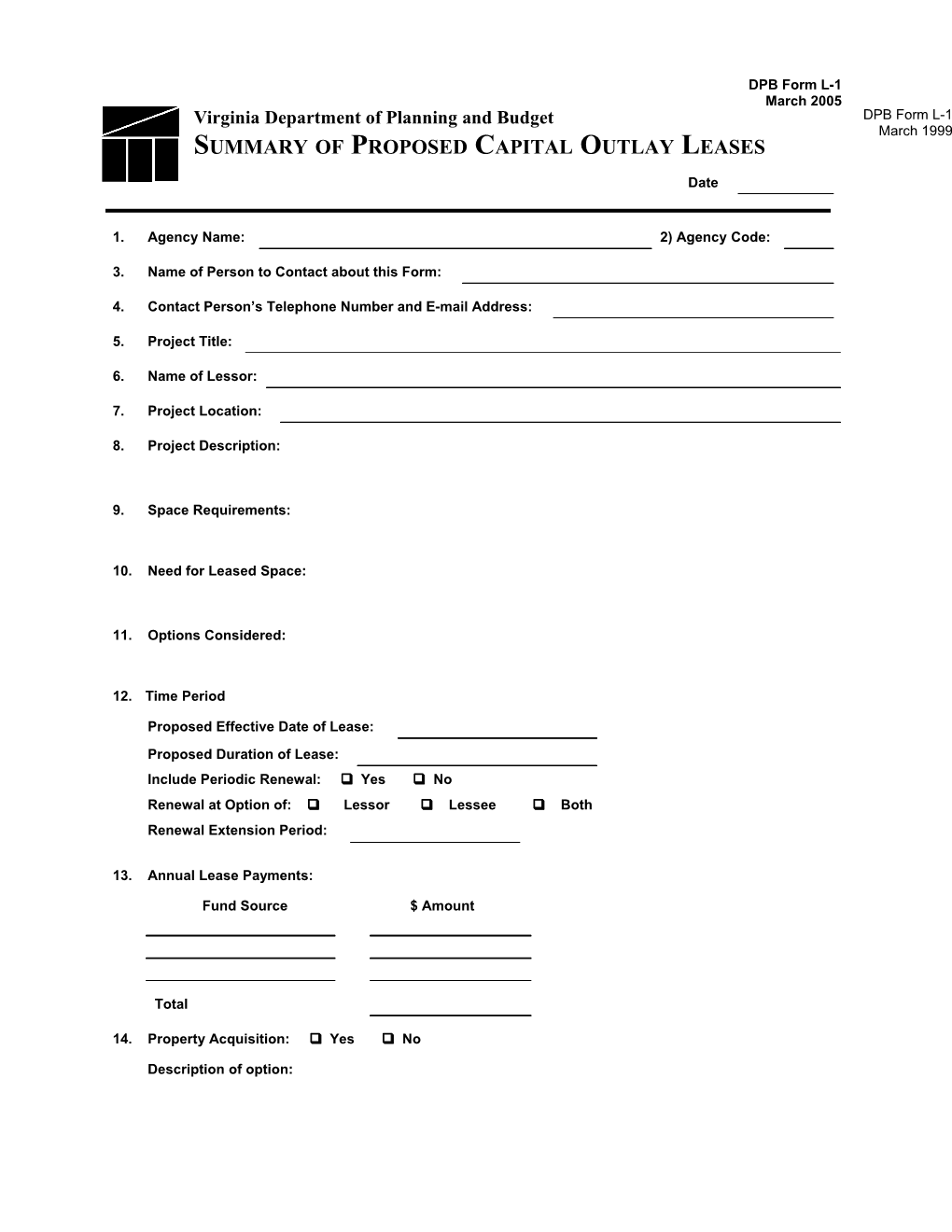 Instructions for DPB Form L-1