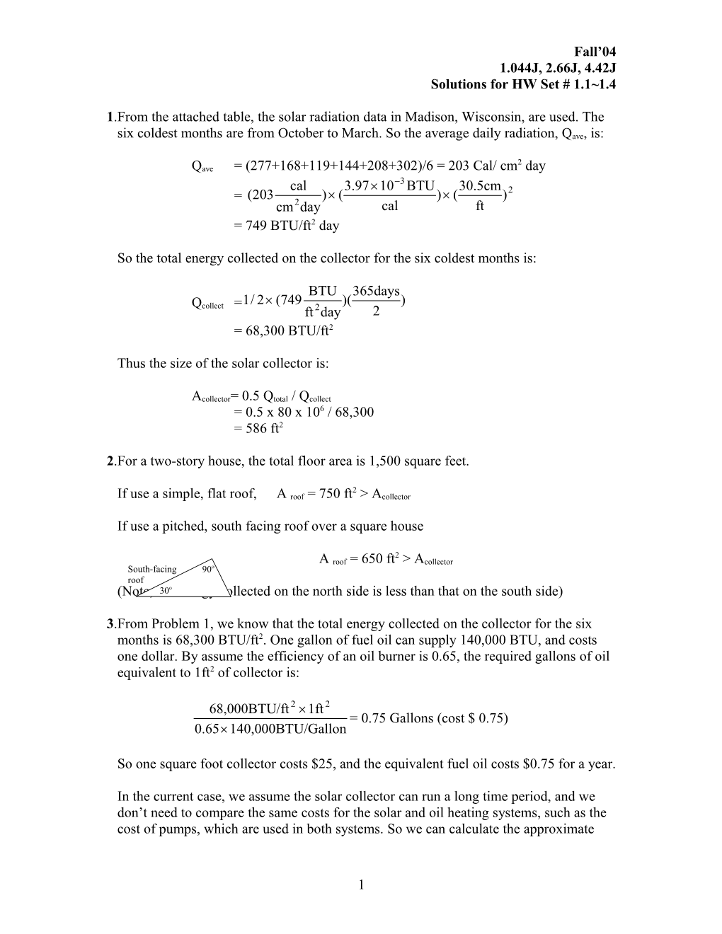 Solutions for HW Set # 1.1 1.4