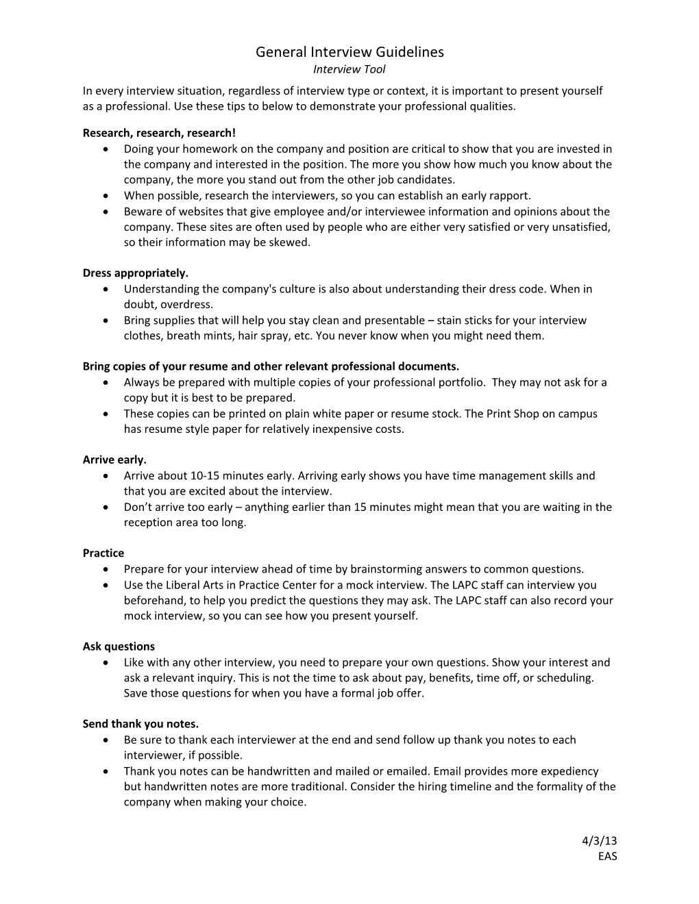 General Interview Guidelines