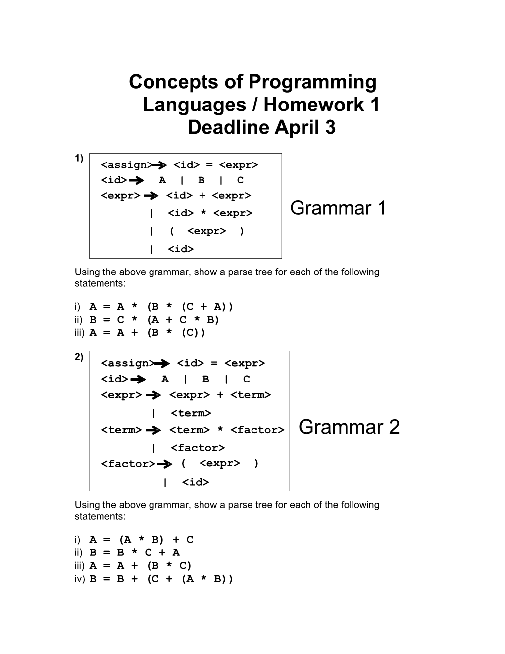 Homework / Exam Preparation