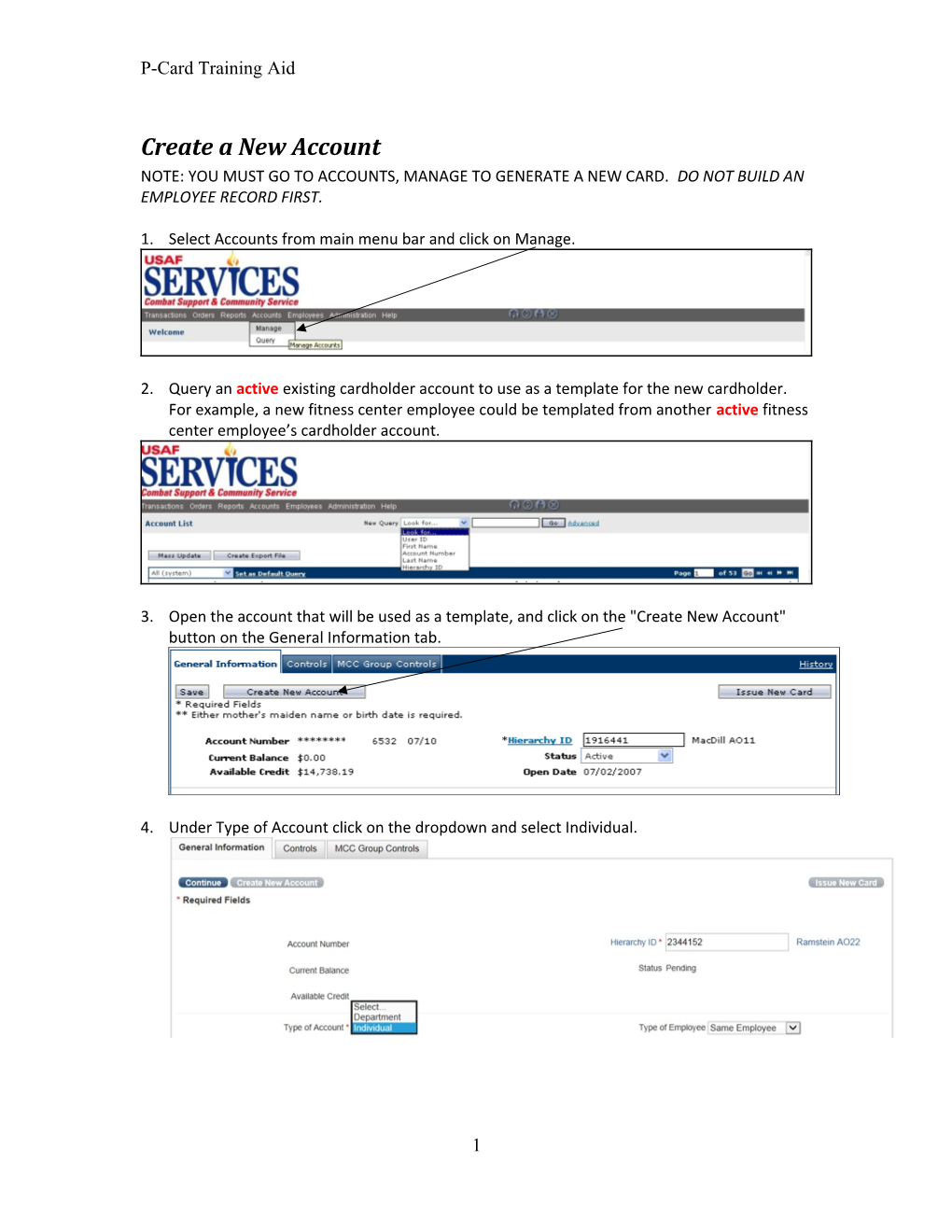 You Must Go Into Accounts First to Generate a New Card Do Not Build an Employee Record First