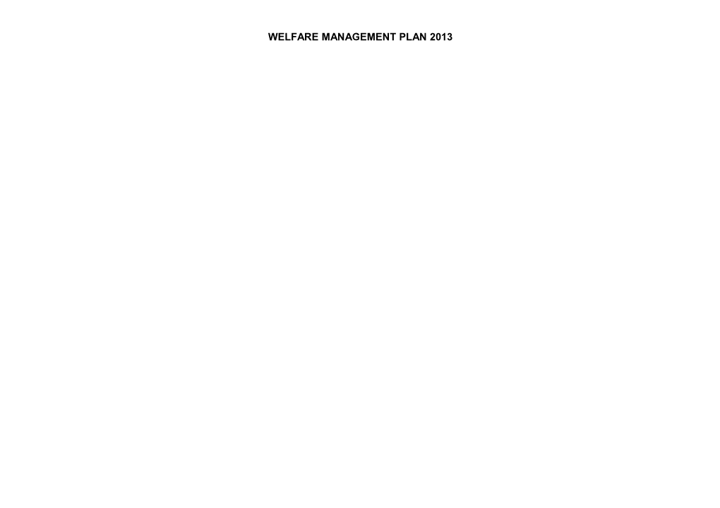 Welfare Management Plan 2013