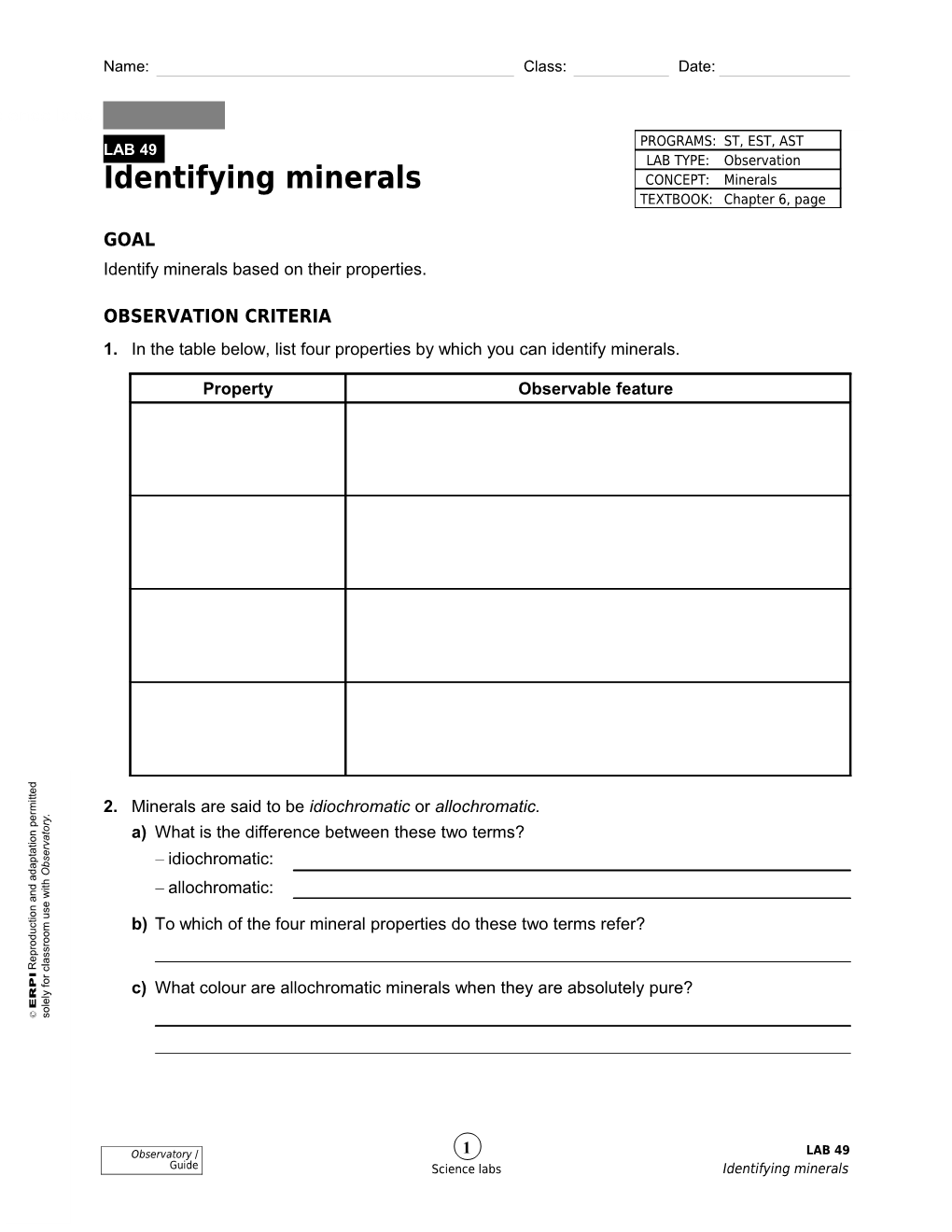 Identify Minerals Based on Their Properties