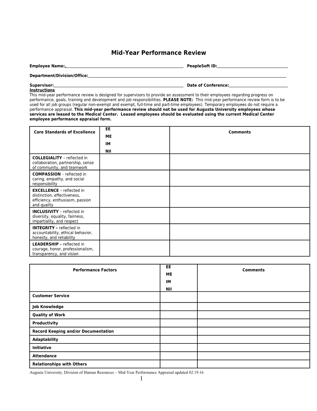 Mid-Year Performance Review