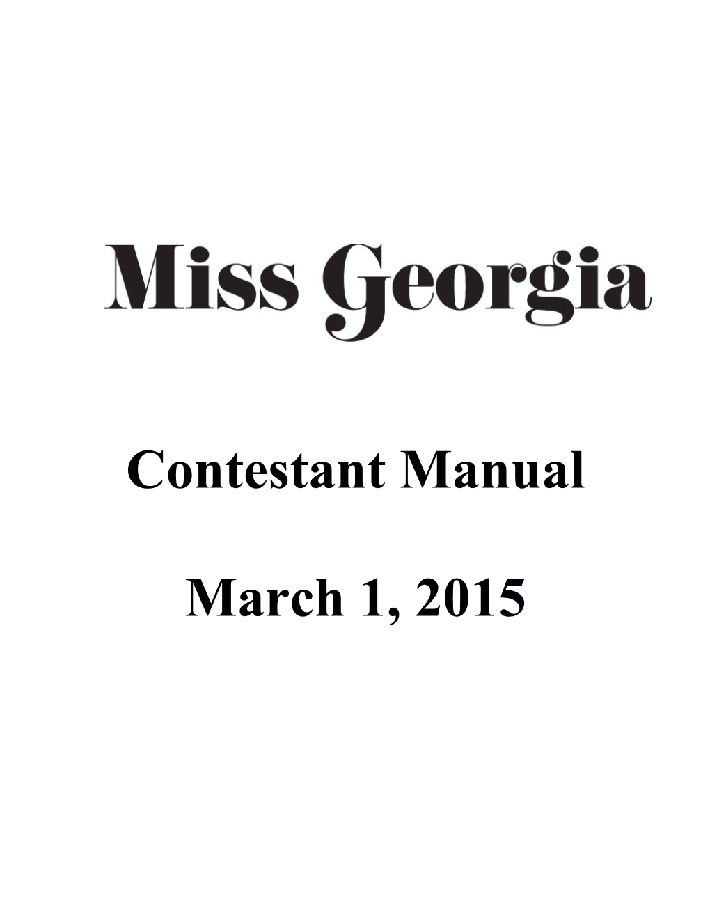 Contestant Manual