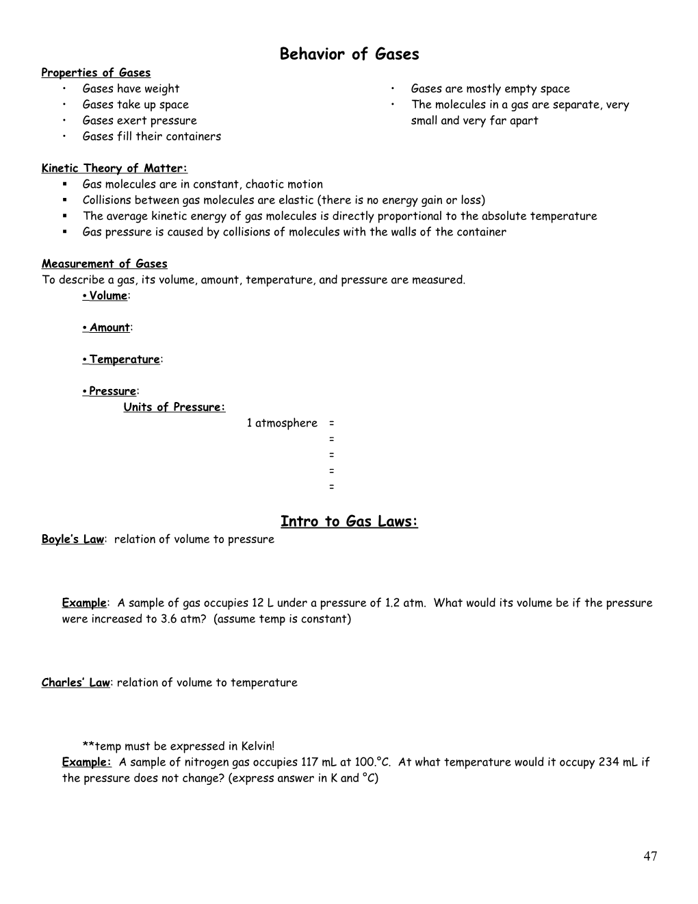 Behavior of Gases