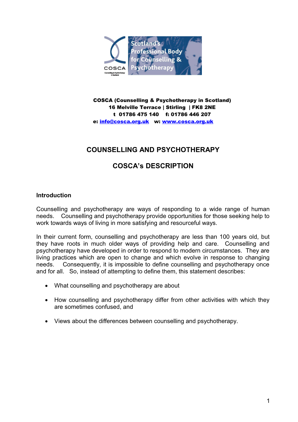 COSCA (Counselling & Psychotherapy in Scotland)