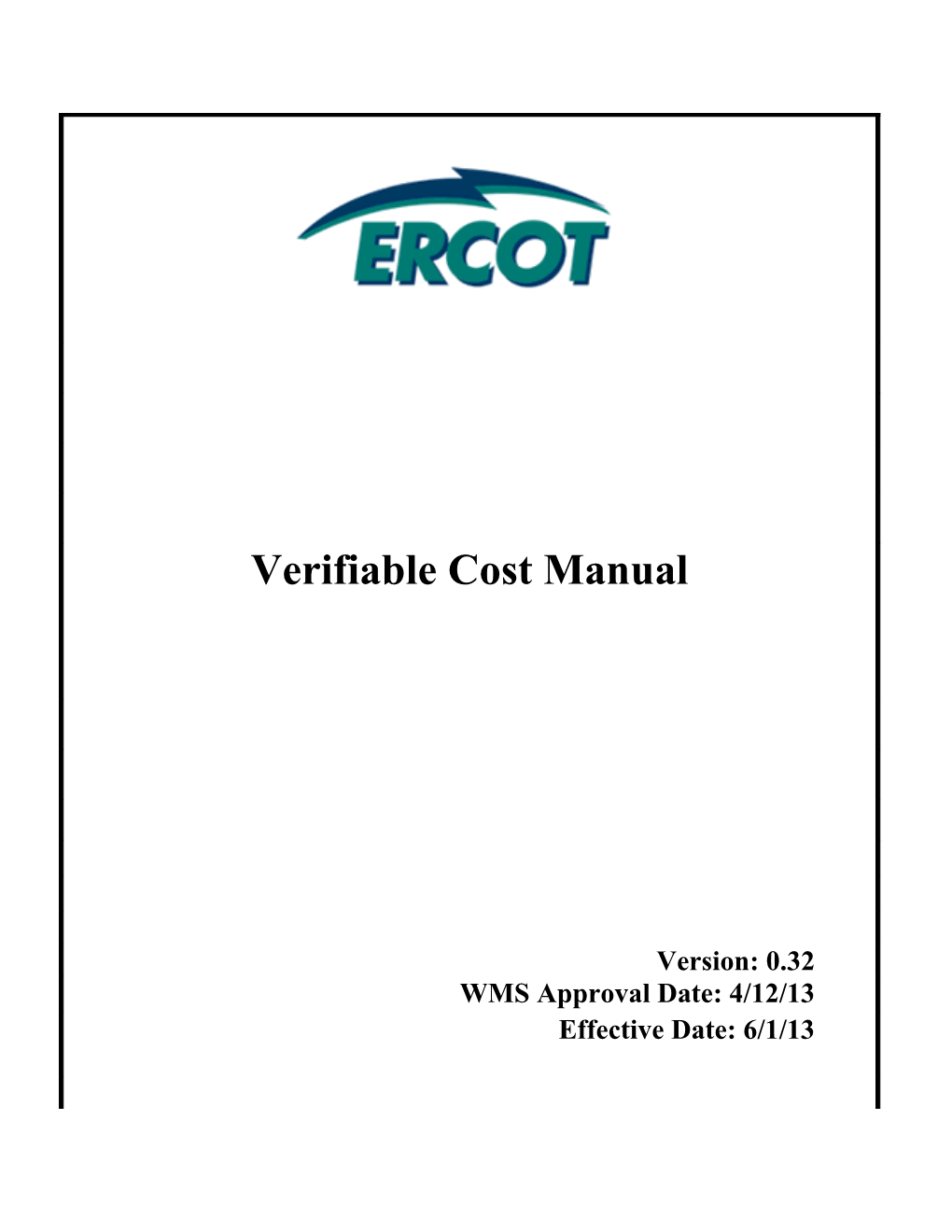 ERCOT's Verifiable Cost Manual