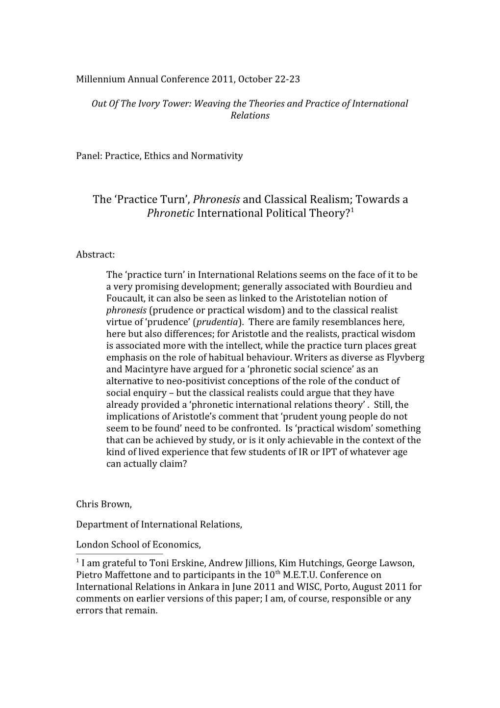 Out of the Ivory Tower: Weaving the Theories and Practice of International Relations