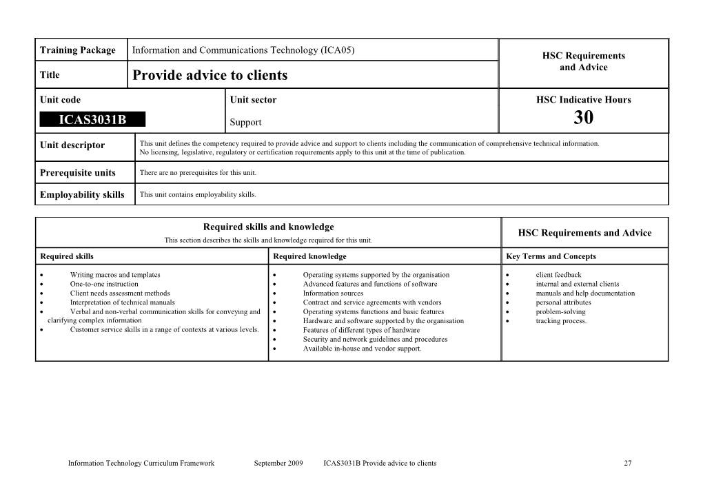 Training Package - Provide Advice to Clients