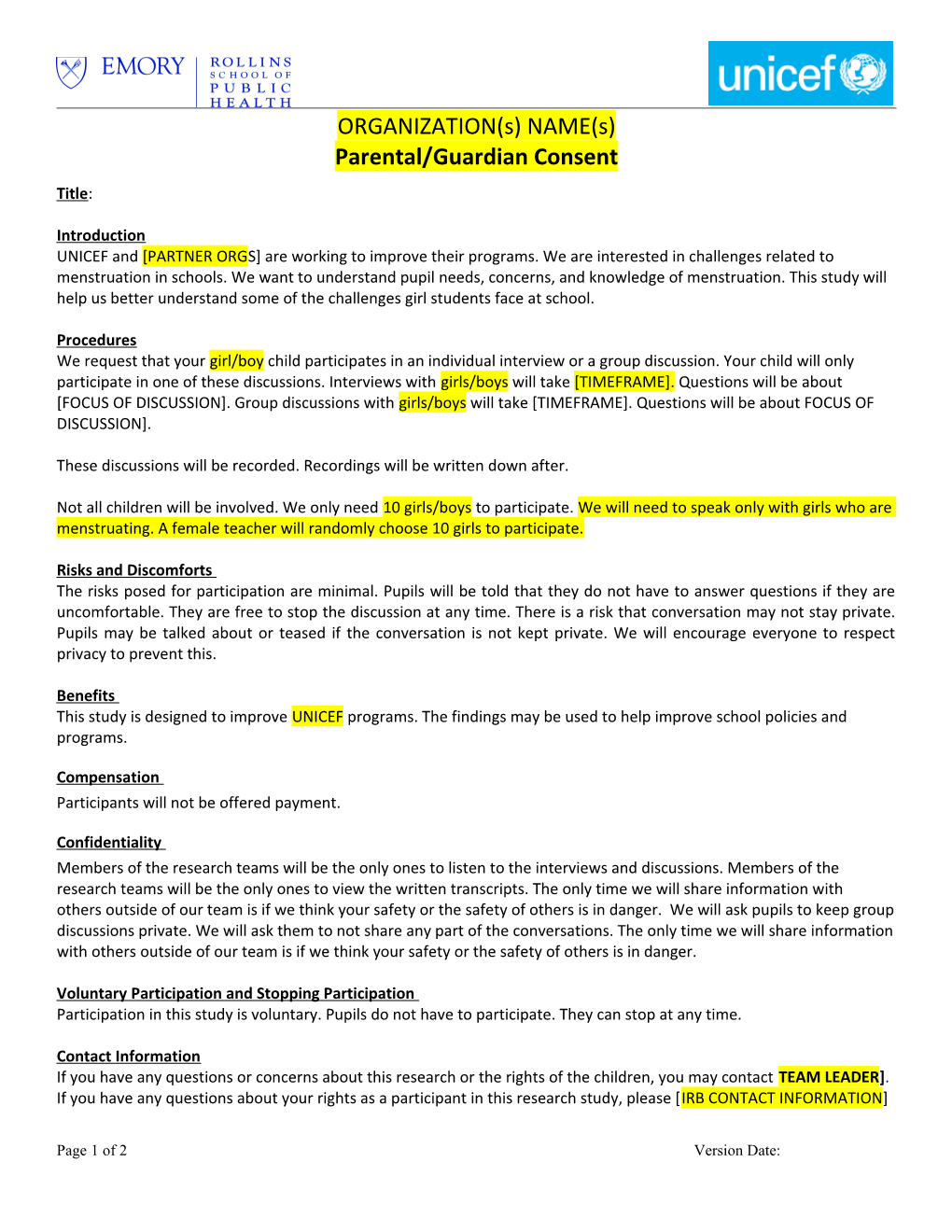 Sample Informed Consent Format